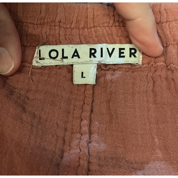 Lola River Pants Womens Large Rust 100% Cotton Gauze Drawstring Casual Lounge - Picture 8 of 9